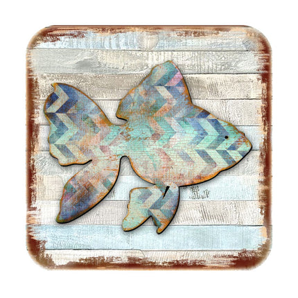 Fish Coastal Wooden Cork Coasters Gift Set of 4 by Nature Wonders - Coastal Sea-Life Decor - 8198534-9C-S4-1