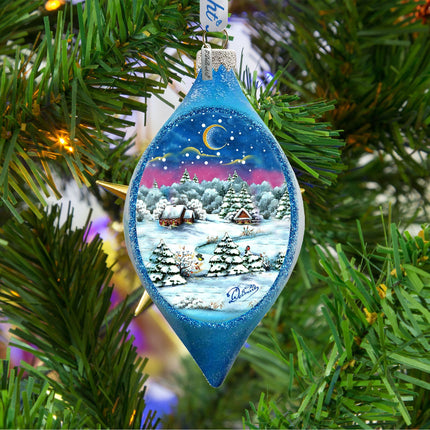 Christmas Night Glass Ornament by G. DeBrekht - 757-081-2