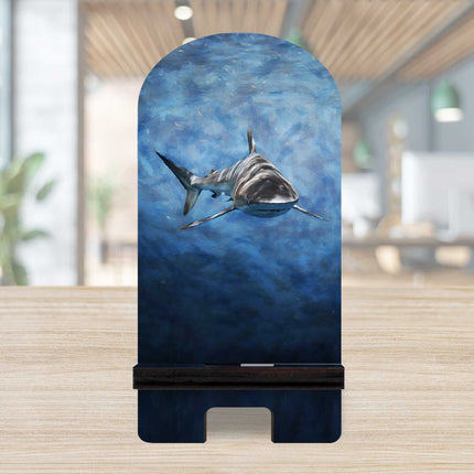 Shark Coastal Cell Phone Stand Wood Mobile Tablet Holder Charging Station Organizer - 892043-2