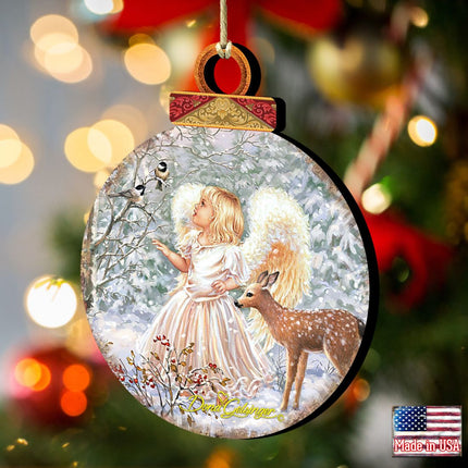 Woodland Angel Deer Wooden Ornaments by Gelsinger - Nativity Holiday Decor - 8021122-1703-2