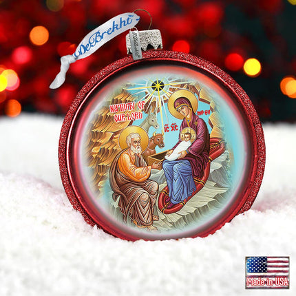Orthodox Nativity Glass Ornament by G. DeBrekht - Nativity Holiday Decor - 73752-1