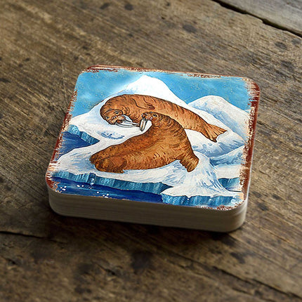 Sea Lions Wooden Cork Coasters Gift Set of 4 by Nature Wonders - Nature Wildlife Decor  - 95377C-S4-2