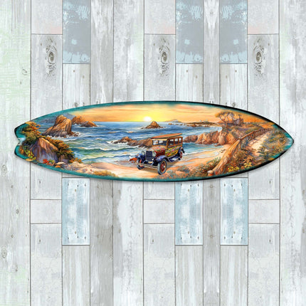Sunrise at the Beach Surfboard Coastal Wall Art by G. DeBrekht - Coastal Holiday Decor - 8490124HS-2
