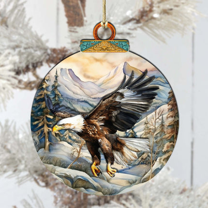 Bald Eagle of Alaska Wooden Ornaments by G.Debrekht - Wildlife Holiday Decor - 870063-2
