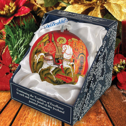 Icon Saint George Ball Glass Ornament by G. DeBrekht - Nativity Holiday Decor - 73214-3