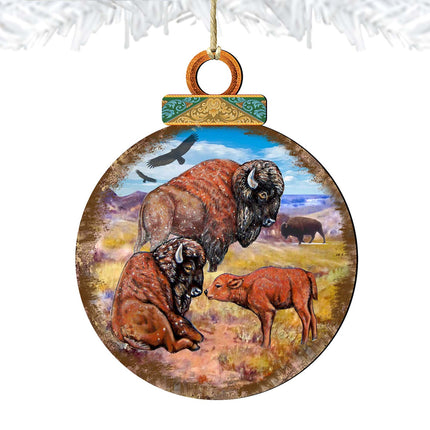 Buffalos Ball Wooden Ornaments by G. DeBrekht - Wildlife Holiday Decor - 8025218-4