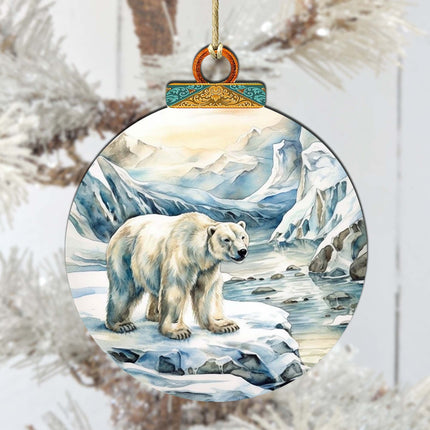 Polar Bear with Cub Wooden Ornaments by G.Debrekht - Wildlife Holiday Decor - 870048-2