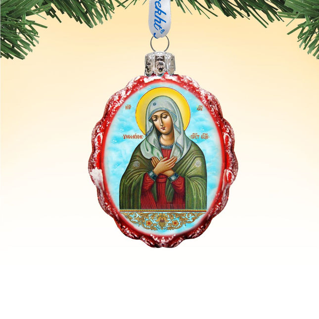 Mother of God Tenderness Mercury Glass Ornament by G. DeBrekht - Nativity Holiday Decor - 772023-0