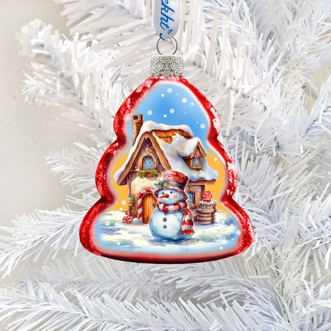 Snowman and Christmas Cottage Mercury Glass Ornaments by G. Debrekht - Christmas Decor - 776033-0