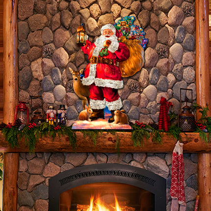 Woodland Santa Wall Door Hanger by D. Gelsinger - Christmas Santa Snowman Decor - 8461028H-1105-1