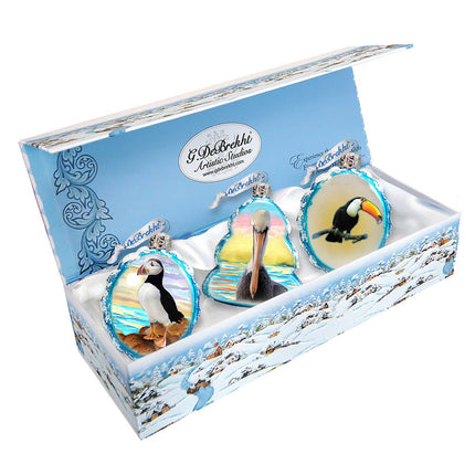 Seabirds Mercury Glass Ornaments Set of 3 by G. DeBrekht - Coastal Holiday Decor - 770123S3-4