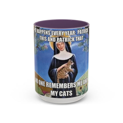 Accent Coffee Mug – Cat & Saint Humor – 15oz Gift Idea