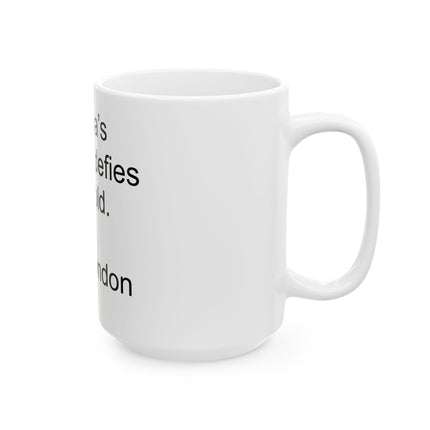 Ceramic Mug - "Cocoa’s warmth defies the cold." Jack London Quote