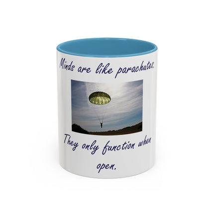 Parachute Quote Accent Mug – 11oz Ceramic Cup for Open Minds