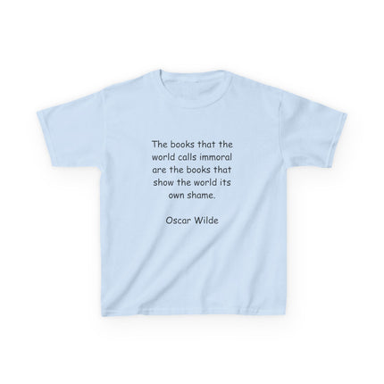 Oscar Wilde Kids Tee – “Books & Shame” Quote – Heavy Cotton T-Shirt