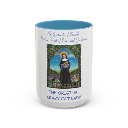 Crazy Cat Lady Accent Mug – St. Gertrude of Nivelles – 15oz