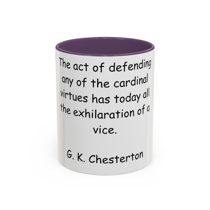 Defend Virtue Mug – 11oz Accent Ceramic | G.K. Chesterton Quote