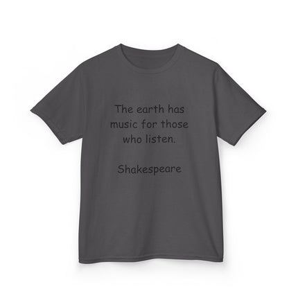Kids Shakespeare Quote Tee – “The Earth Has Music” T-Shirt