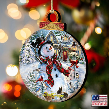 Prosperity Snowman Wooden Ornaments by Gelsinger - Christmas Santa Snowman Decor - 8021019-1563-2