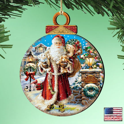 Silent Night Santa Wooden Ornaments by Gelsinger - Christmas Santa Snowman Decor - 8021116-1315-1