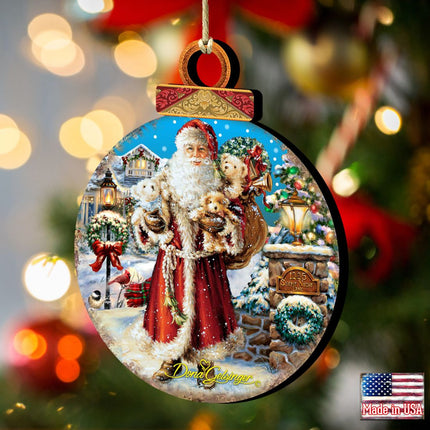 Silent Night Santa Wooden Ornaments by Gelsinger - Christmas Santa Snowman Decor - 8021116-1315-2