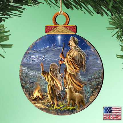 Shepherds Keeping Watch Wooden Ornaments by Gelsinger - Nativity Holiday Decor - 8021125-1838-1
