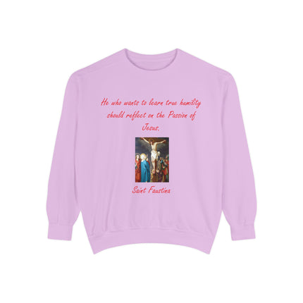 Inspirational Saint Faustina Sweatshirt – Unisex Garment-Dyed Crewneck