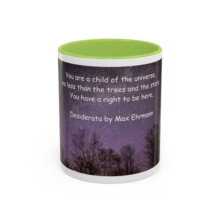 Inspirational Starry Night Coffee Mug — "You are a child of the universe" Quote