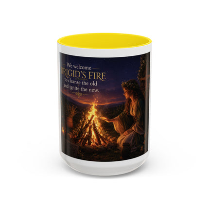 Brigid’s Fire Accent Coffee Mug — Pagan Imbolc Celebration Tea Cup (11/15oz)