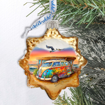 Nautical Christmas Decor - Beach Van Keepsake Glass Ornaments by G. Debrekht - Coastal Holiday Decor - 777395-3