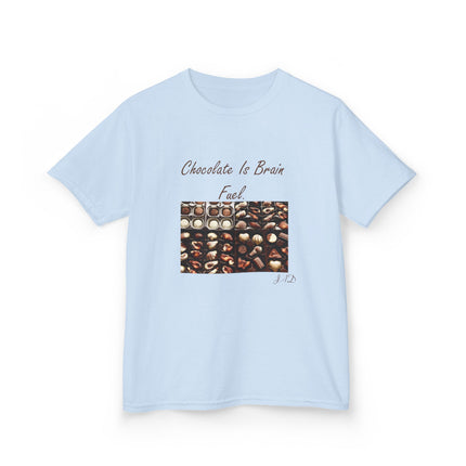 Kids Heavy Cotton™ Tee - "Chocolate Is Brain Fuel" - Fun Gifts for Young Chocolate Lovers