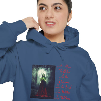 Witch in the Forest Hoodie — 'As Above, So Below...' Gothic Illustration Hoodie