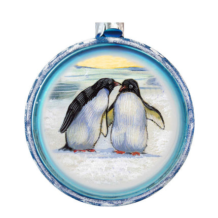 Penguins Glass Ornament by G. DeBrekht - Wildlife Holiday Decor - 764-015-4