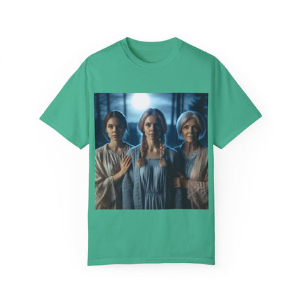 Mystical Sisterhood Tee – Garment-Dyed Shirt of Triple Goddess