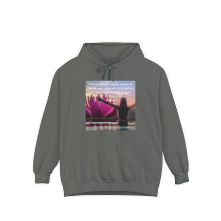 Hoodie — "Knock on the Door to My Soul" Lotus Woman Peace & Rock 'n' Roll Quote