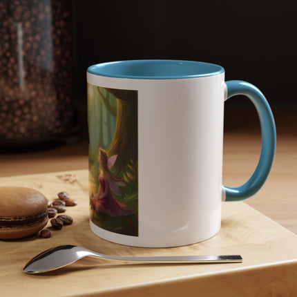 Fairy and Black Cat Forest Coffee Mug – Fantasy Woodland Tea Cup