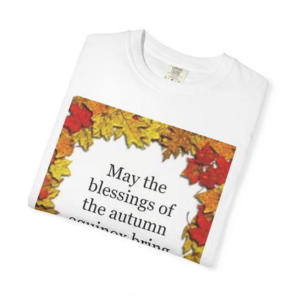 Autumn Equinox Blessings T-Shirt — Fall Leaves Balance & Harmony Tee