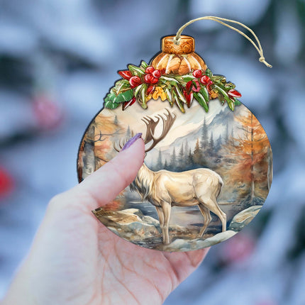 Alaskan Majestic Elk Wooden Ornaments by G.Debrekht - Wildlife Holiday Decor - 870028-4