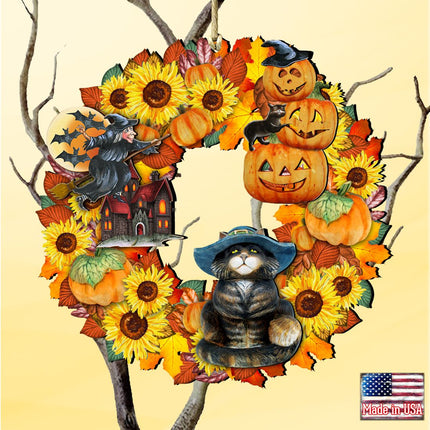 Halloween Wreath Wooden Ornaments by G. DeBrekht - Thanksgiving Halloween Decor - 8185317-2