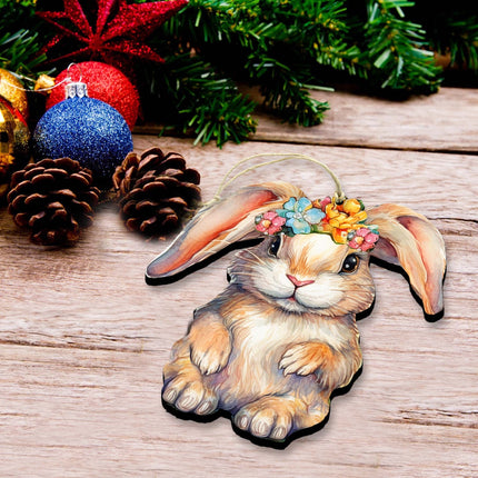 Easter Bunnies Wooden Ornaments Set of 3 by G. Debrekht - Easter Décor - 8091042-S3-3