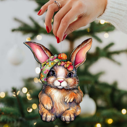 Easter Bunnies Wooden Ornaments Set of 3 by G. Debrekht - Easter Décor - 8091042-S3-4