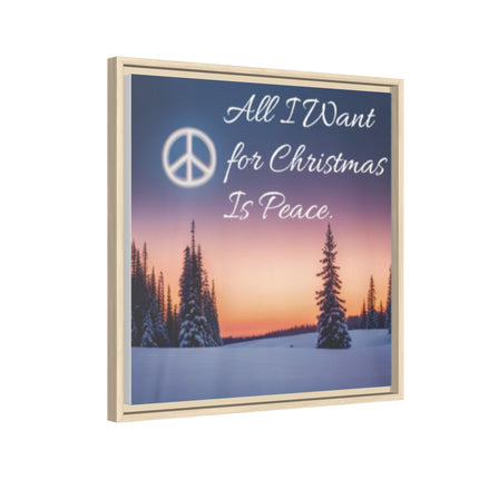 Framed Canvas Wall Art — "All I Want for Christmas Is Peace" Winter Landscape