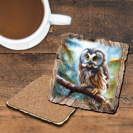 Owl Wooden Cork Coasters Gift Set of 4 by Nature Wonders Nature Wildlife Decor  - 95389C-S4-1