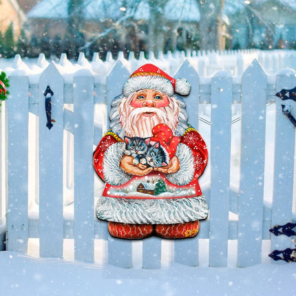 Kitten Holiday Santa Christmas Door Decor by G. DeBrekht - Christmas Decor - 8117808H-3