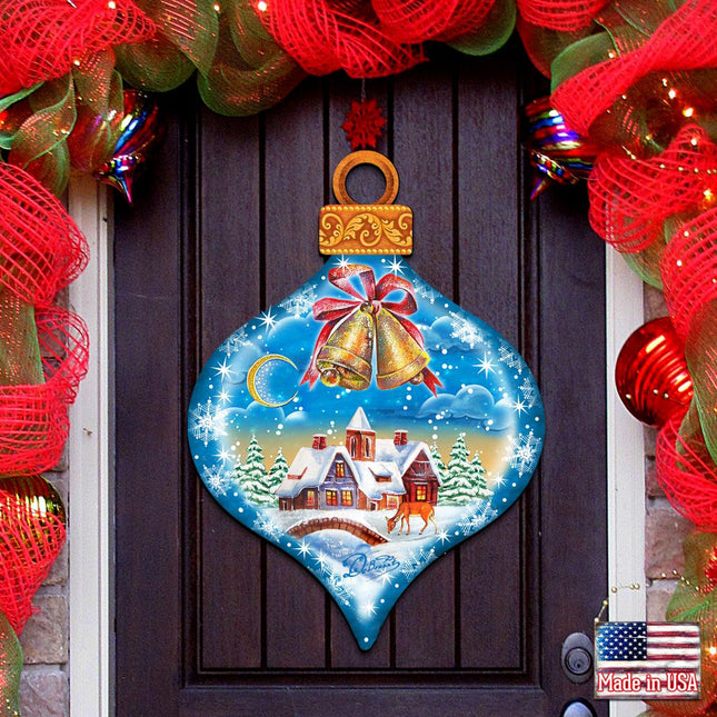 Winter Drop Ornament Door Decor by G. DeBrekht - Christmas Santa Snowman Decor - 8112182H-0