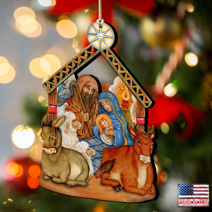 Nativity Christmas Wooden Ornaments by G. DeBrekht - Nativity Holiday Decor - 8114030-2