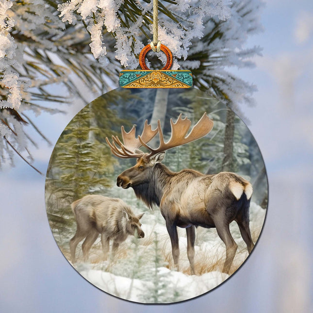 Elk in the Wilderness Wooden Ornaments by G.Debrekht - Wildlife Holiday Decor - 870055-0