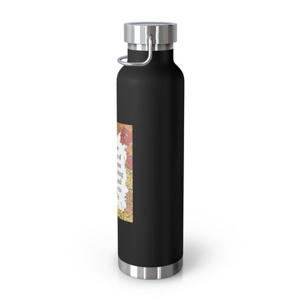 Autumn Equinox Insulated Bottle — 22oz Copper Vacuum Bottle with Fall Leaves Blessing