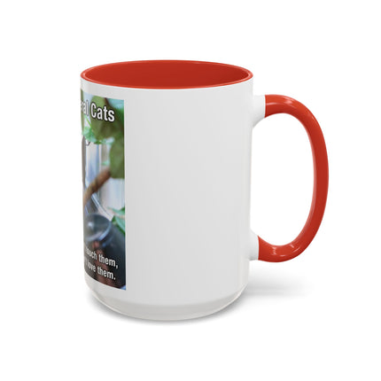 Be Kind to Feral Cats Accent Coffee Mug — Animal Rescue Cat Lover Gift (11/15oz)
