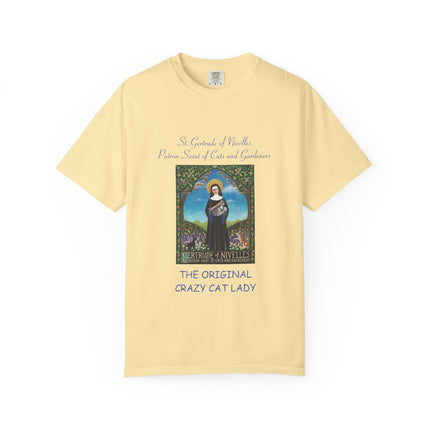 Unisex Crazy Cat Lady T-Shirt - Saint Gertrude of Nivelles Design
